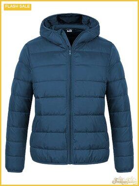 Plus Size Lightweight Packable Puffer Jacket Hooded Quilted Winter Coat